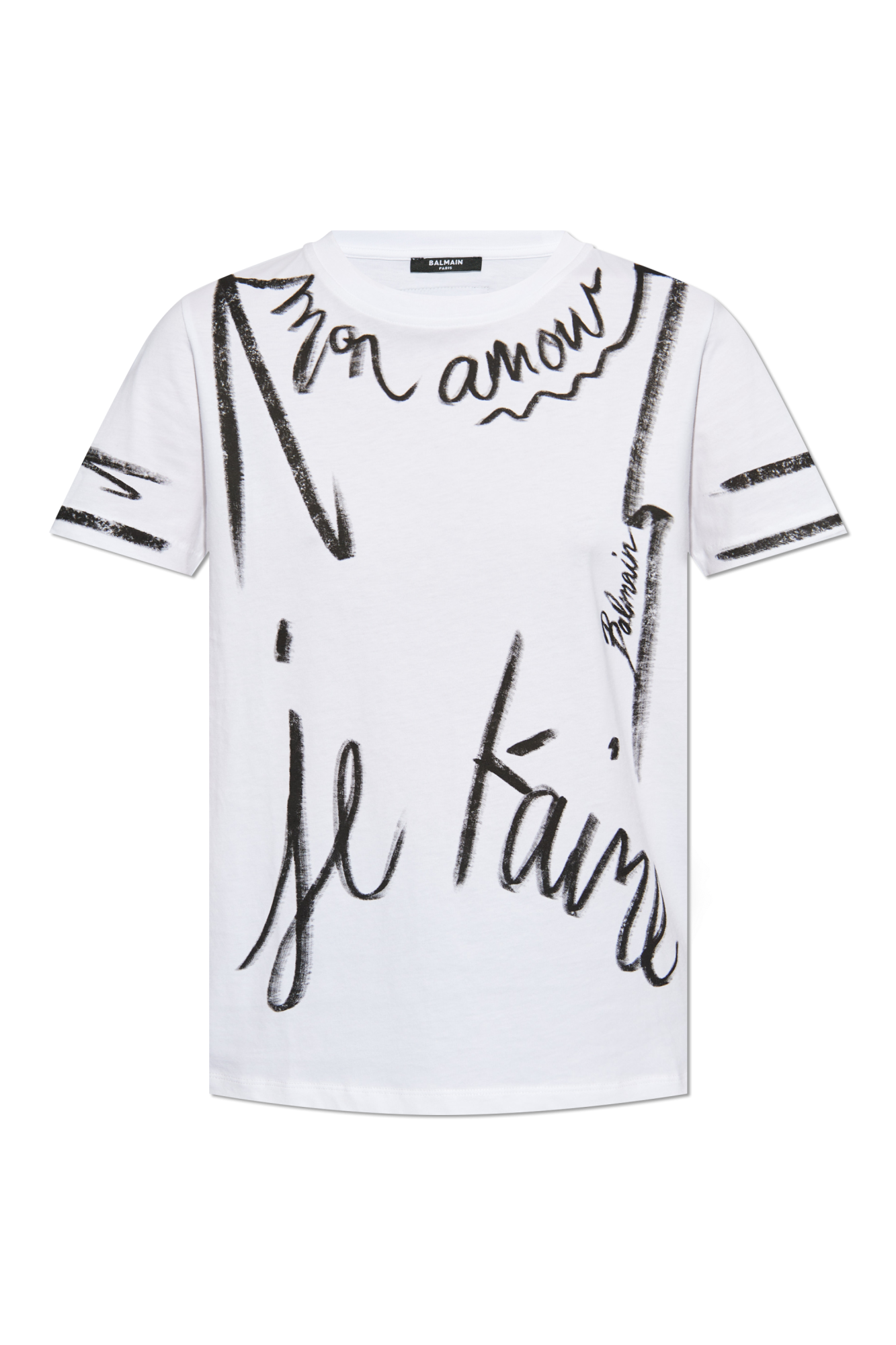 Tシャツ・カットソー BALMAIN SS25 SL WRITING PRINTED T-SHIRT (EF1EF000GE35 GAB) White Printed T-shirt Balmain - Vitkac AS